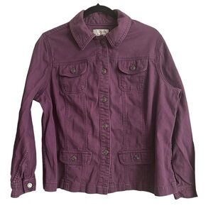 CJ Banks Deep Purple Button Up Jacket Size XL